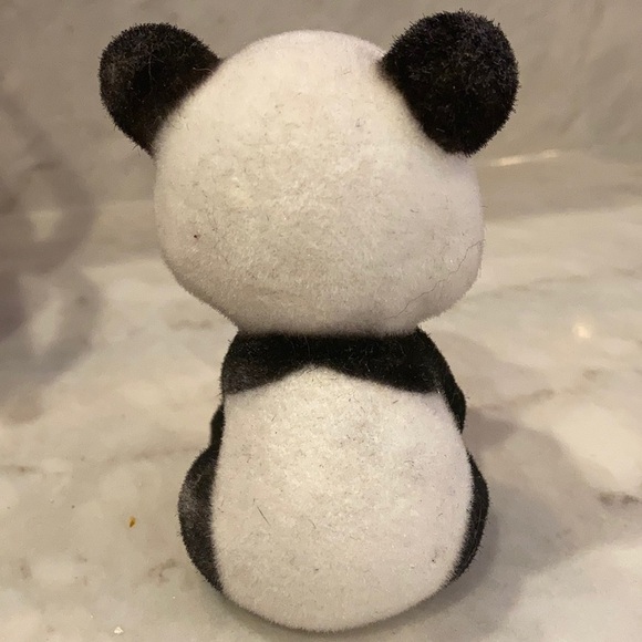 Vintage flocked panda (3) figurines - Picture 3 of 15